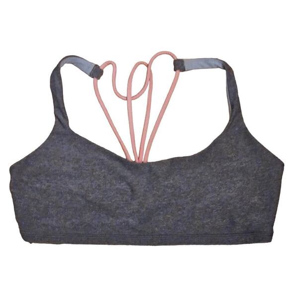 Lululemon Strappy Sports Bra Athletic Yoga Performance Gray Pink Women's Size 8 - Picture 2 of 4